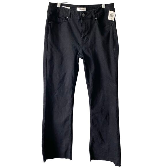 NEW VIGOSS Marley Crop Bootcut Denim Jeans Black Size 29 Raw Hem - Picture 2 of 6